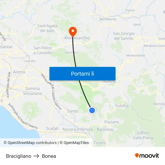 Bracigliano to Bonea map