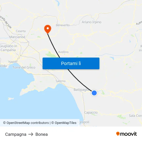 Campagna to Bonea map