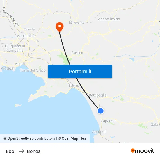 Eboli to Bonea map