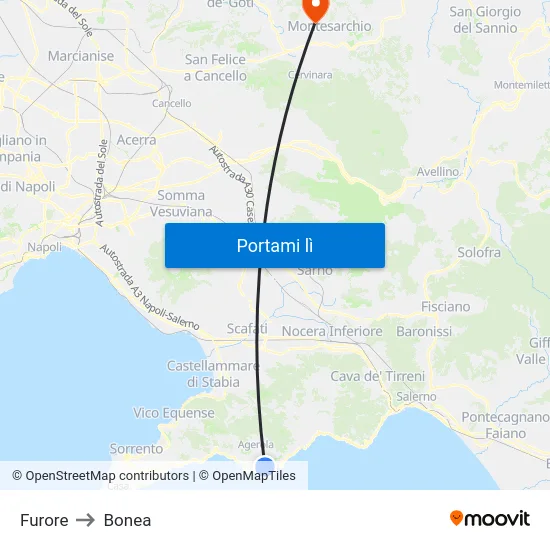 Furore to Bonea map