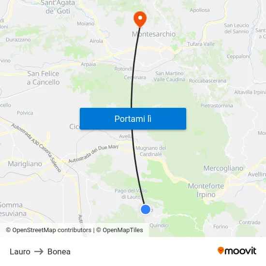 Lauro to Bonea map