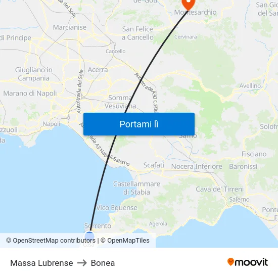 Massa Lubrense to Bonea map