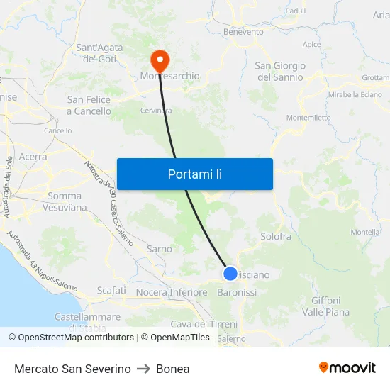 Mercato San Severino to Bonea map