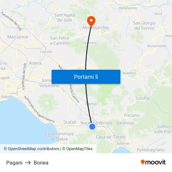 Pagani to Bonea map
