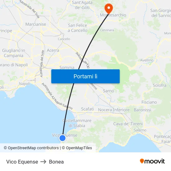 Vico Equense to Bonea map