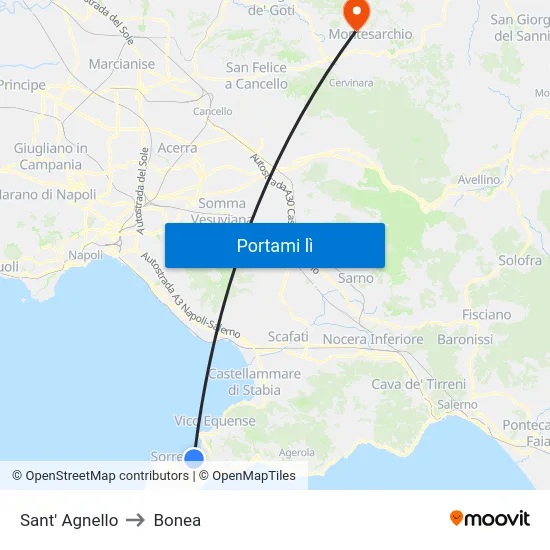 Sant' Agnello to Bonea map