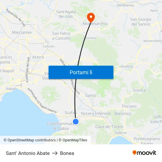 Sant' Antonio Abate to Bonea map