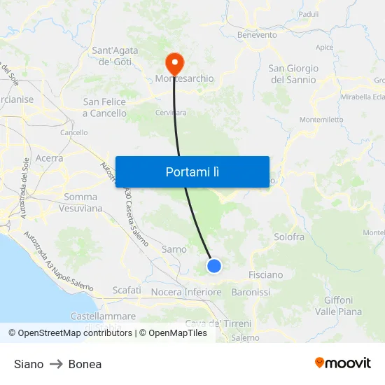 Siano to Bonea map