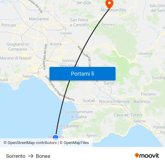 Sorrento to Bonea map