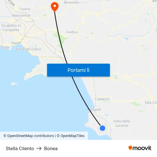 Stella Cilento to Bonea map