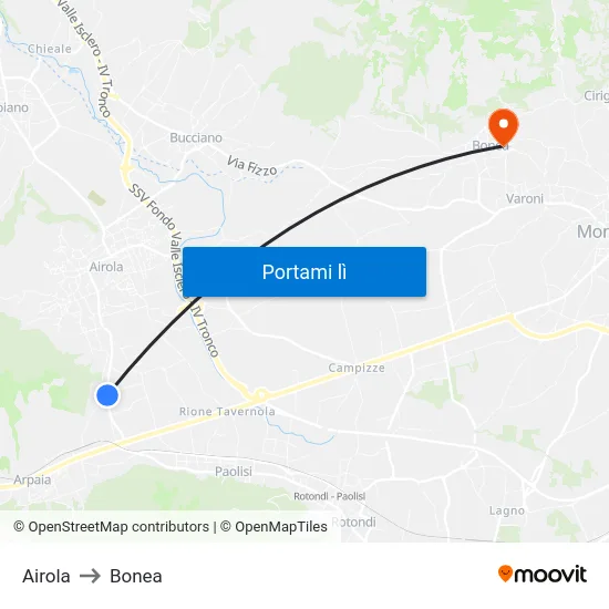 Airola to Bonea map