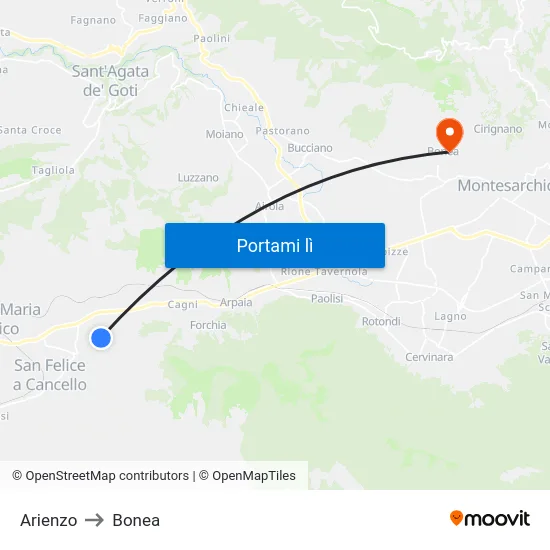 Arienzo to Bonea map