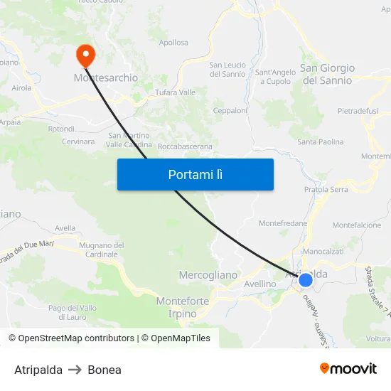 Atripalda to Bonea map