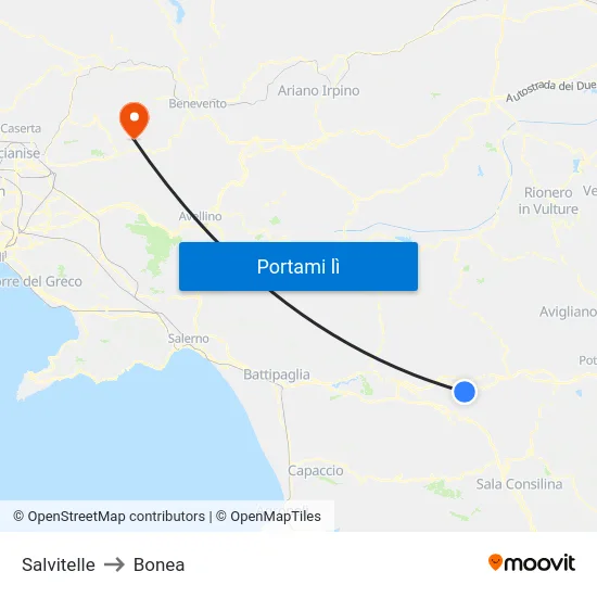 Salvitelle to Bonea map