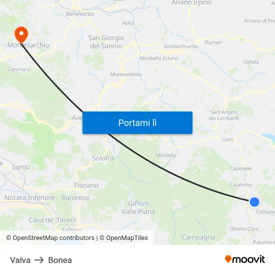 Valva to Bonea map