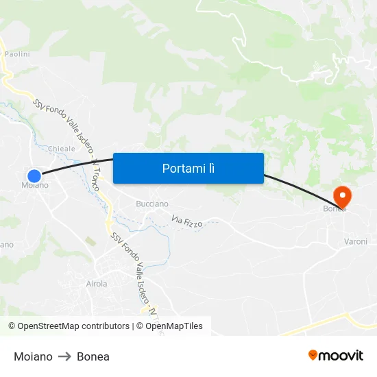 Moiano to Bonea map