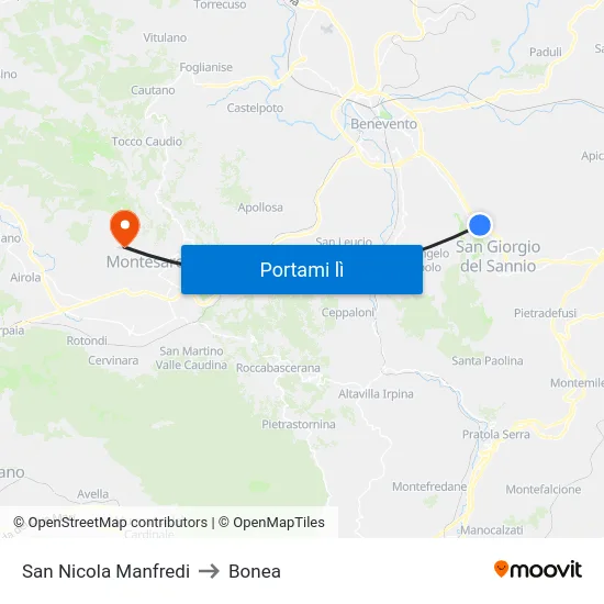 San Nicola Manfredi to Bonea map
