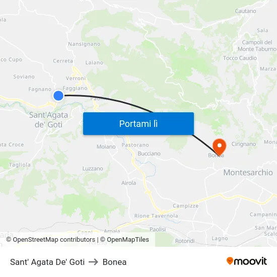 Sant' Agata De' Goti to Bonea map