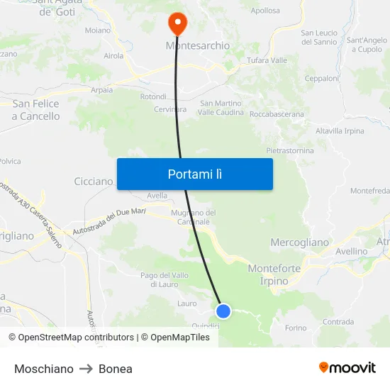 Moschiano to Bonea map