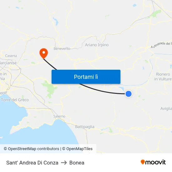 Sant' Andrea Di Conza to Bonea map
