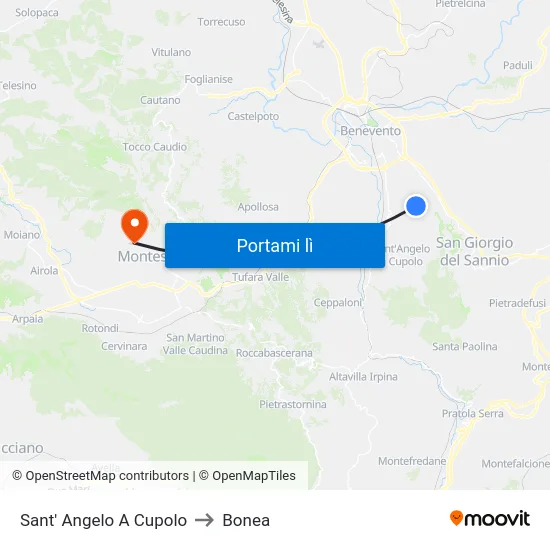 Sant' Angelo A Cupolo to Bonea map
