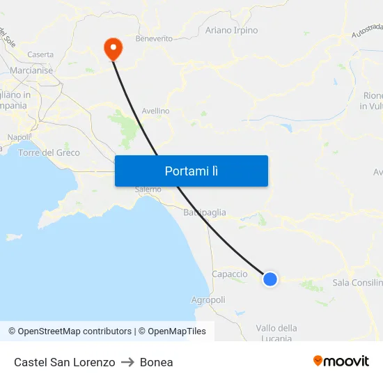 Castel San Lorenzo to Bonea map