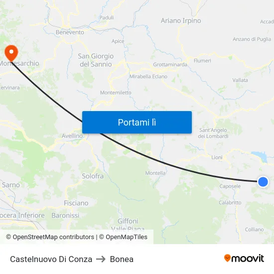 Castelnuovo Di Conza to Bonea map