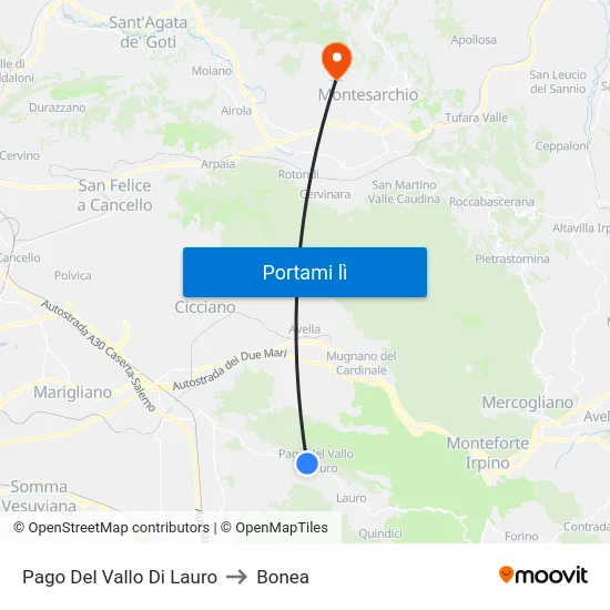 Pago Del Vallo Di Lauro to Bonea map