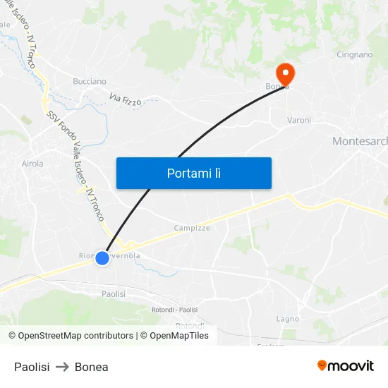 Paolisi to Bonea map