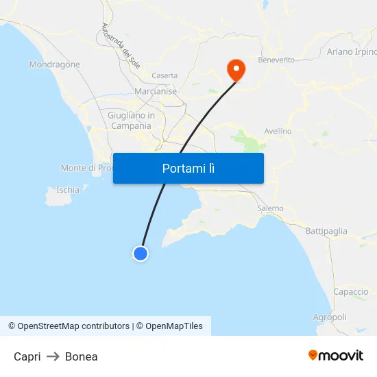 Capri to Bonea map
