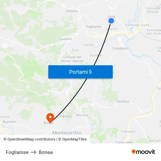 Foglianise to Bonea map