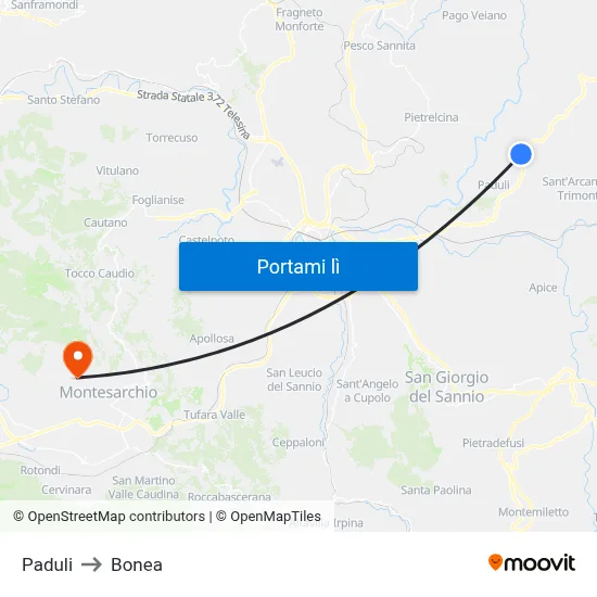 Paduli to Bonea map