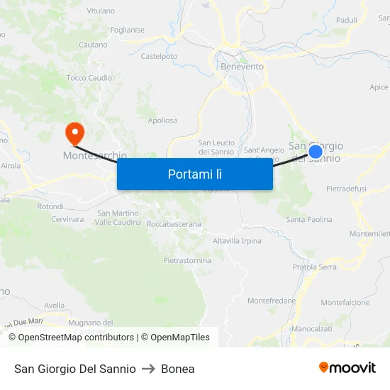 San Giorgio Del Sannio to Bonea map