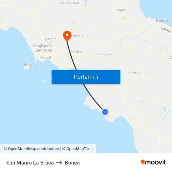 San Mauro La Bruca to Bonea map