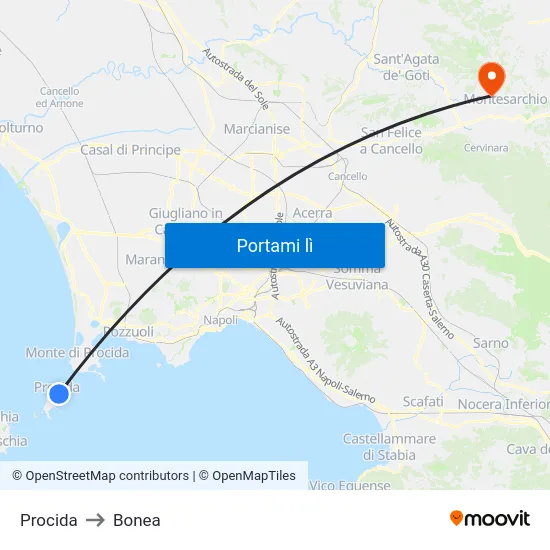 Procida to Bonea map