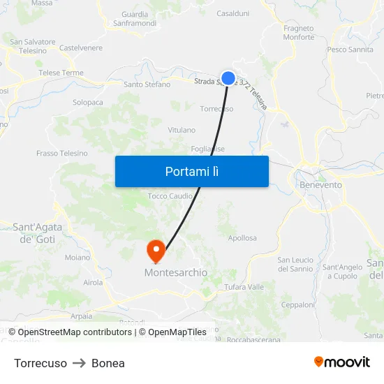 Torrecuso to Bonea map