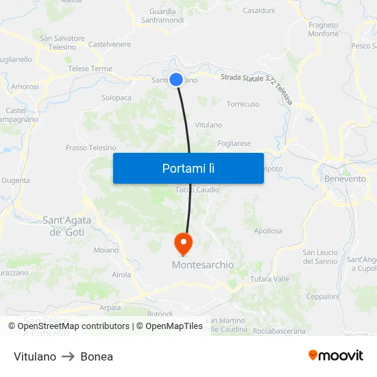 Vitulano to Bonea map