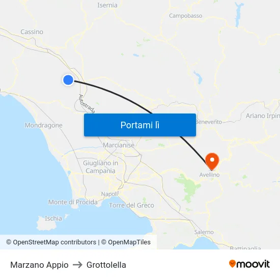 Marzano Appio to Grottolella map