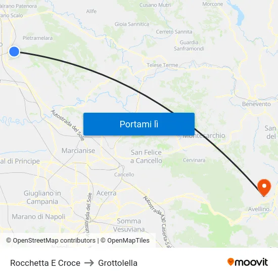 Rocchetta E Croce to Grottolella map