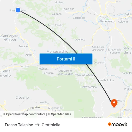 Frasso Telesino to Grottolella map