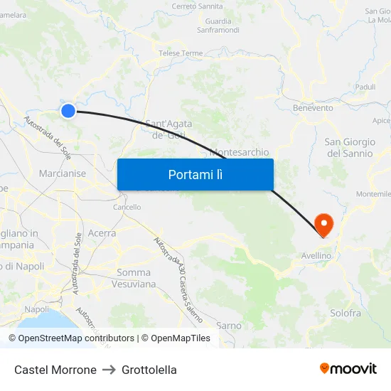 Castel Morrone to Grottolella map