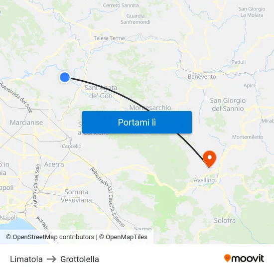 Limatola to Grottolella map