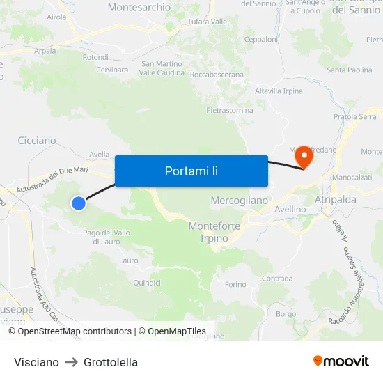 Visciano to Grottolella map