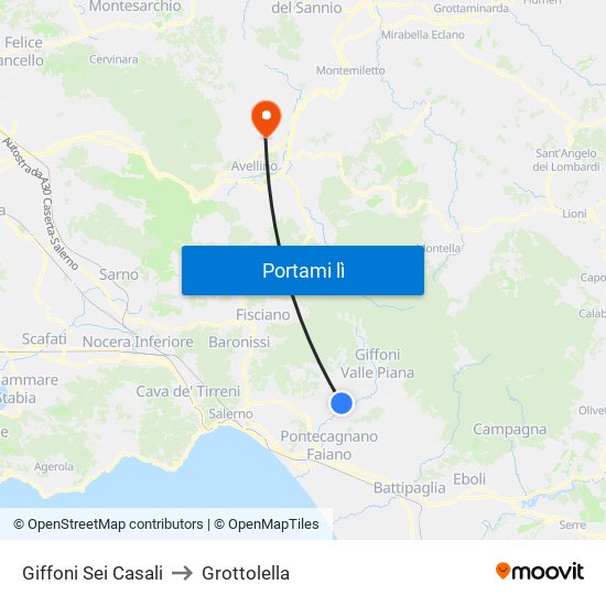 Giffoni Sei Casali to Grottolella map
