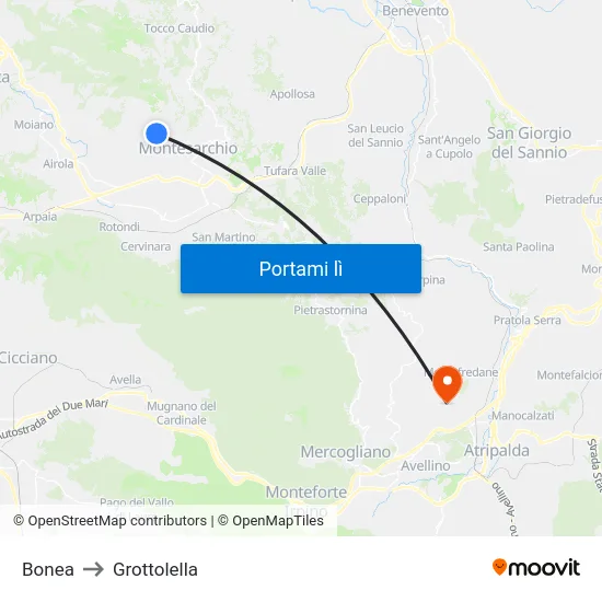 Bonea to Grottolella map
