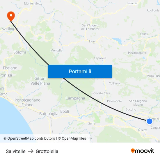 Salvitelle to Grottolella map