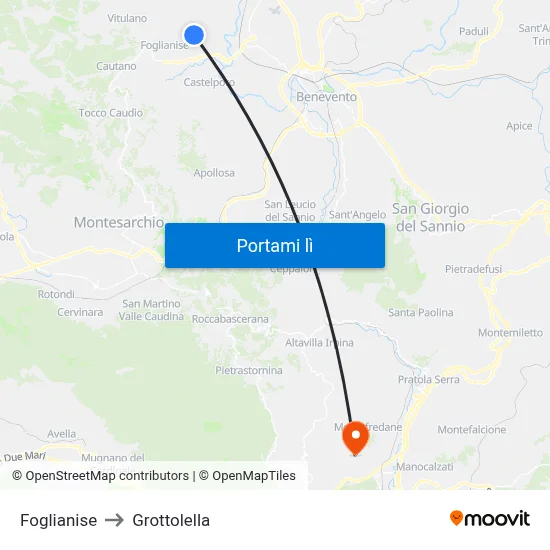 Foglianise to Grottolella map