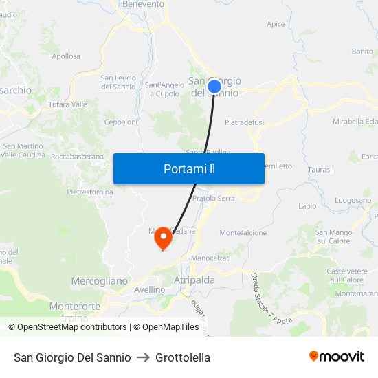 San Giorgio Del Sannio to Grottolella map