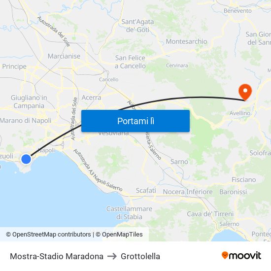 Mostra-Stadio Maradona to Grottolella map