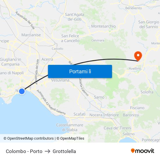 Colombo - Porto to Grottolella map